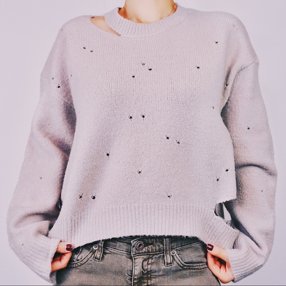 Distressed Boxy Sweater